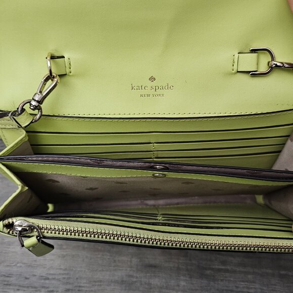 Kate Spade Staci Flap Saffiano Leather Lime Green Crossbody Shoulder Bag COA - Picture 5 of 15
